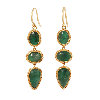Emerald Triple Drop Earrings