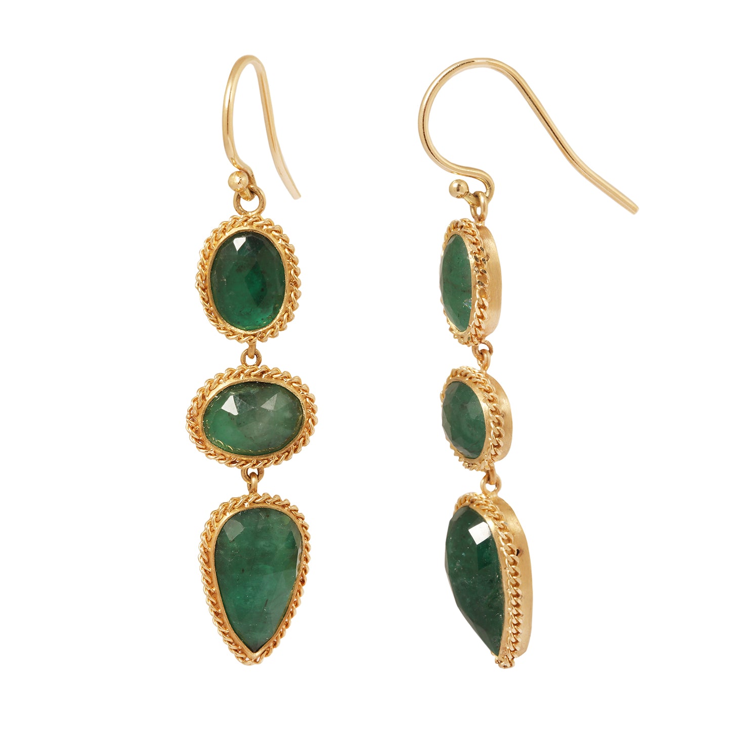 Emerald Triple Drop Earrings