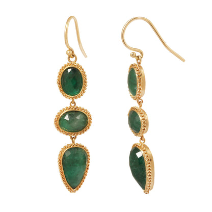 Emerald Triple Drop Earrings