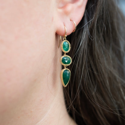 Emerald Triple Drop Earrings
