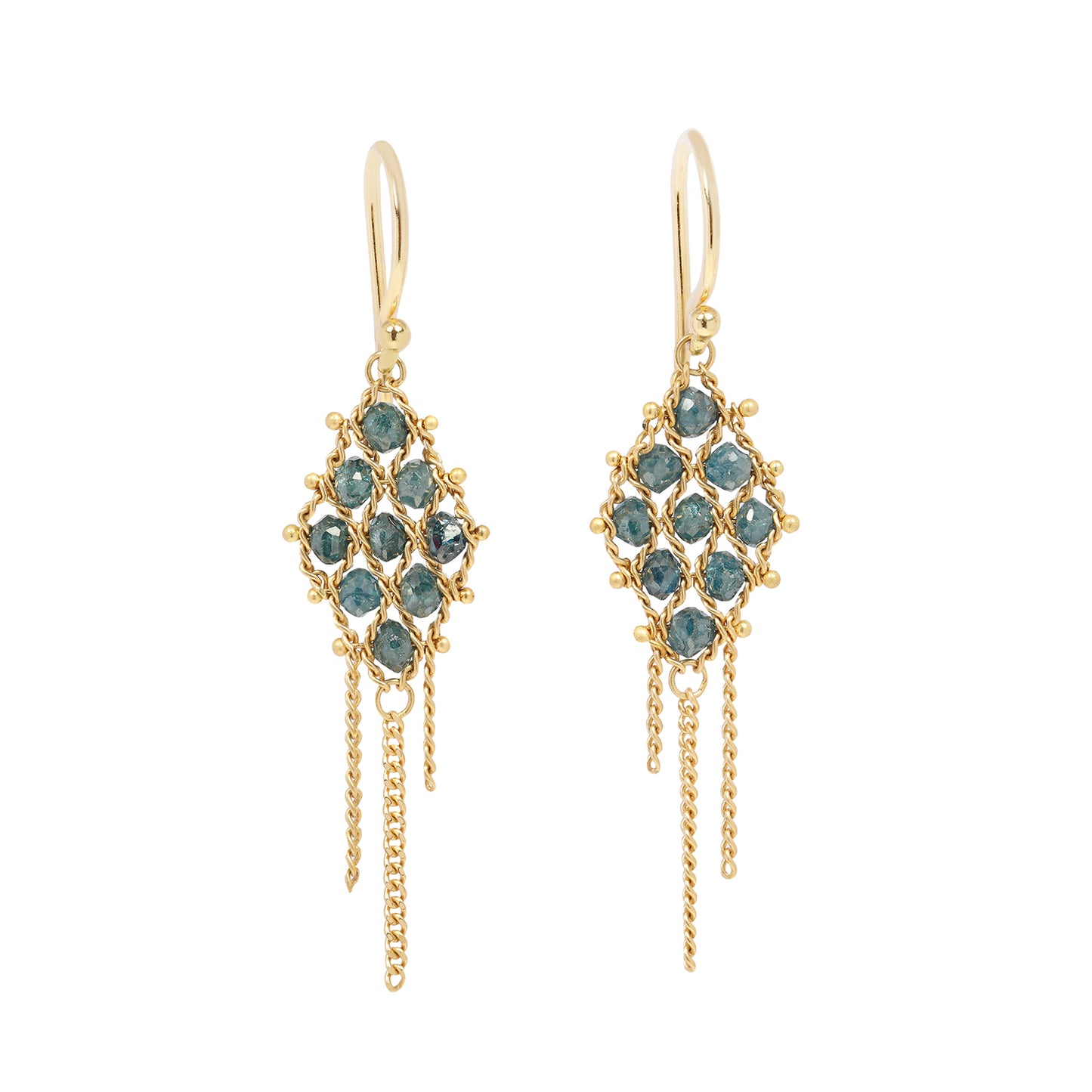 Blue Diamond Woven Lattice Earrings