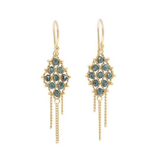 Blue Diamond Woven Lattice Earrings