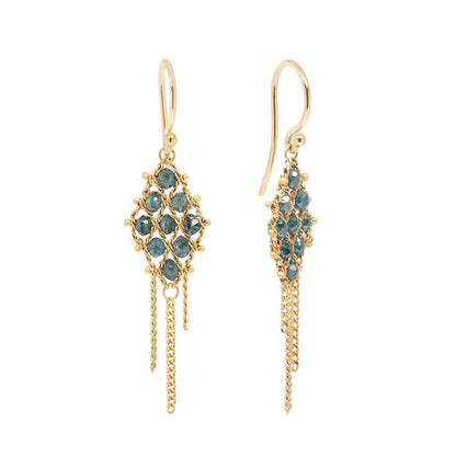 Blue Diamond Woven Lattice Earrings