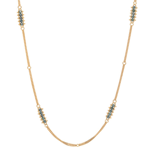 Blue Diamond Textile Station Necklace