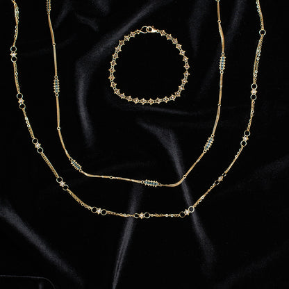 Blue Diamond Textile Station Necklace