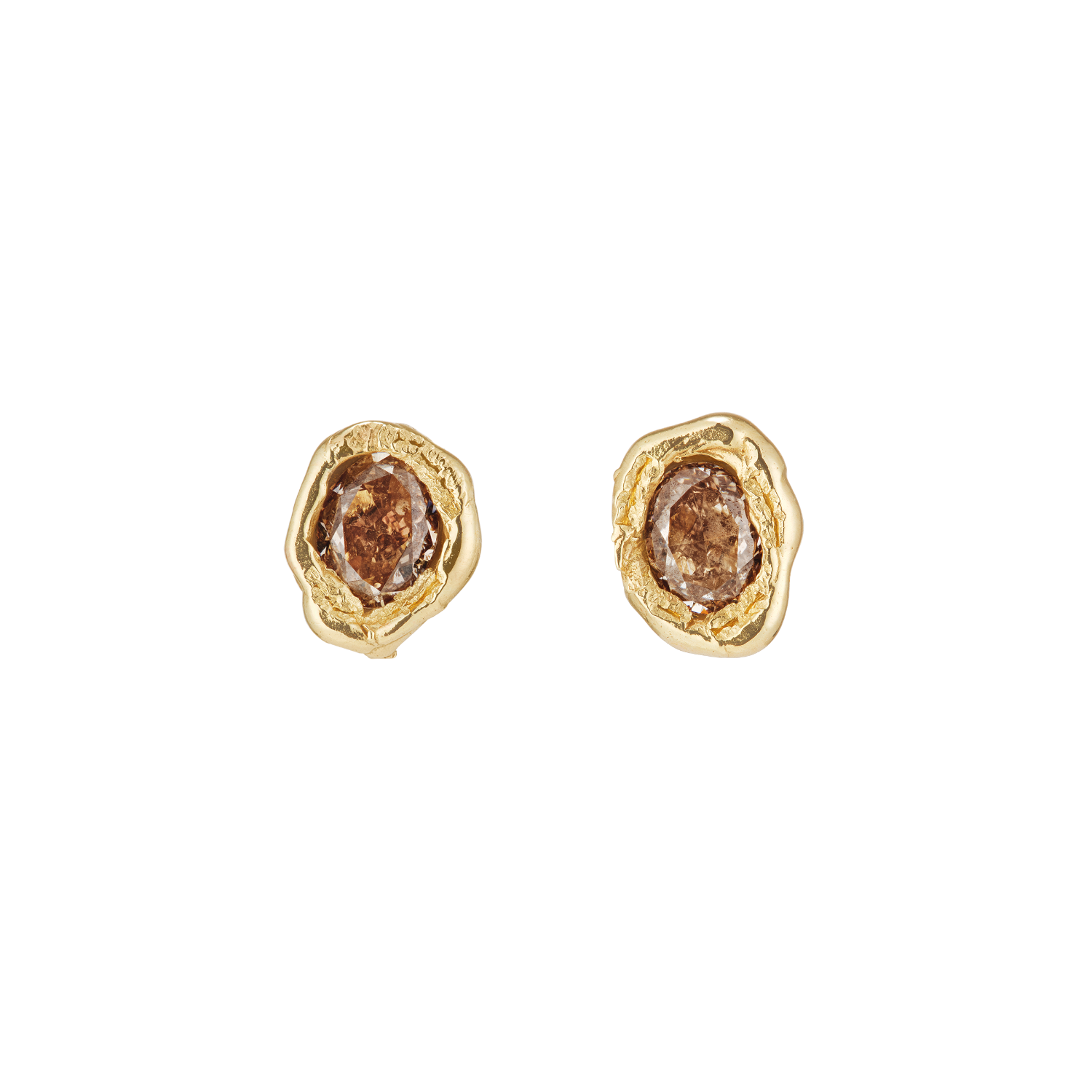 Armach 1.2ct Oval Champagne Diamond Studs
