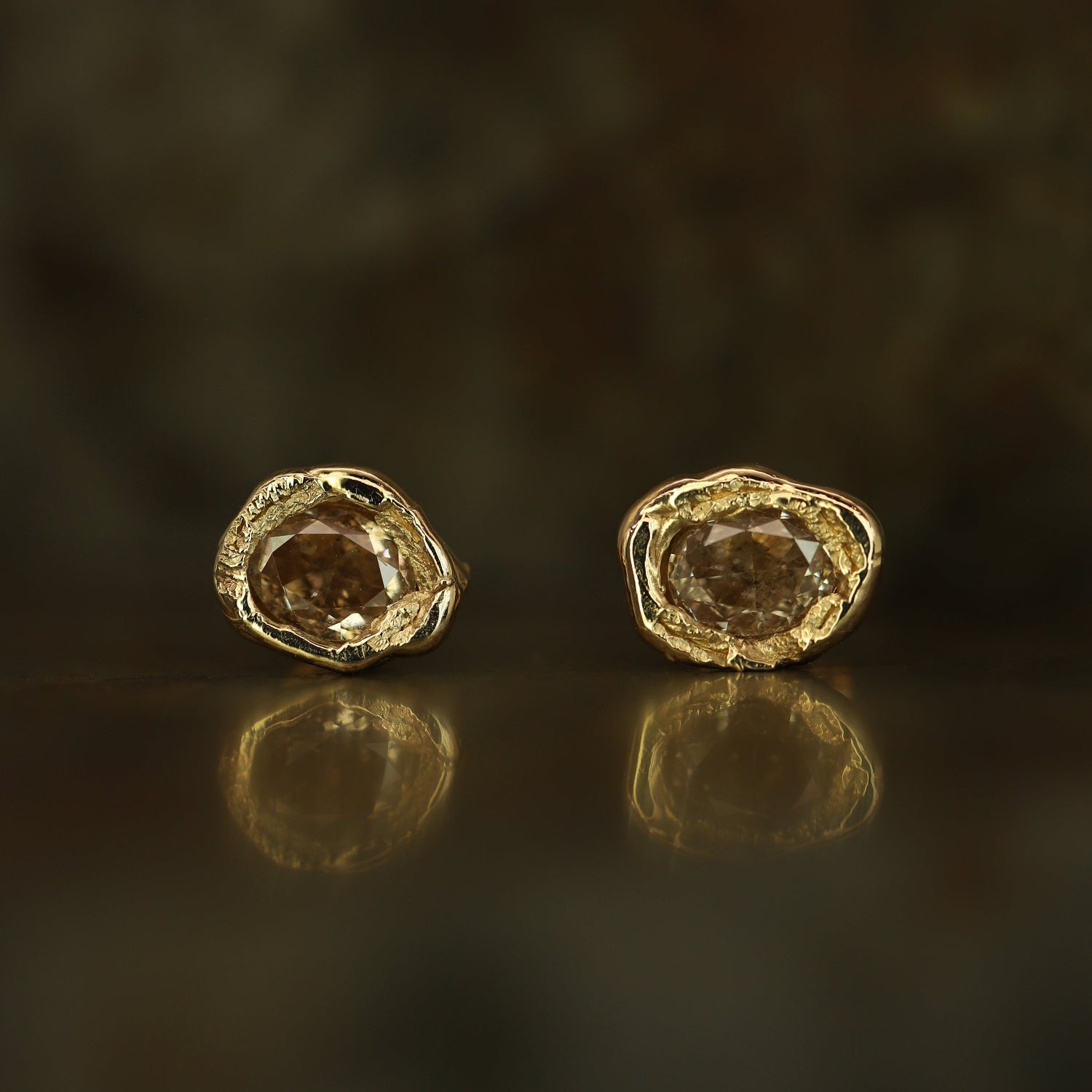 Armach 1.2ct Oval Champagne Diamond Studs