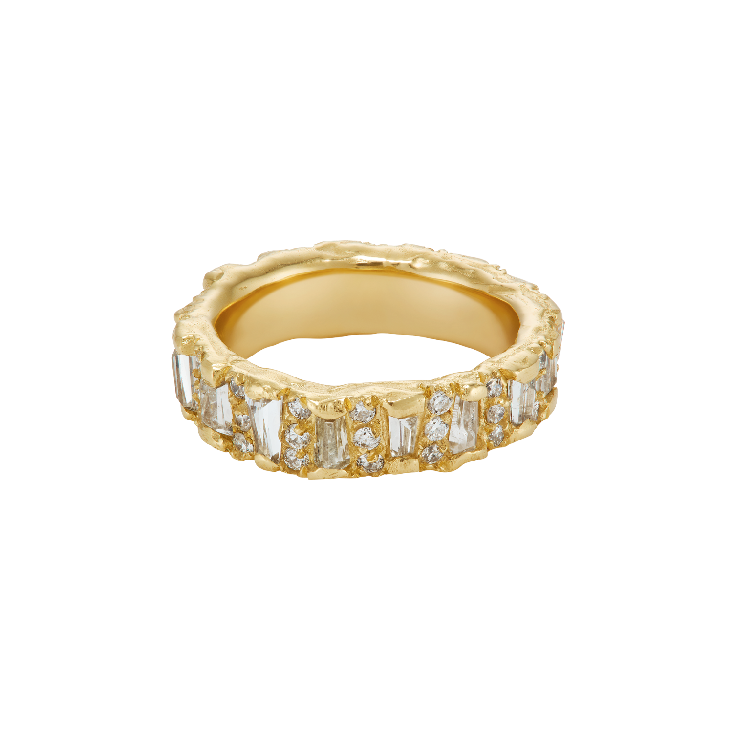 Ellis Mhairi Cameron - Gold ring with diamond accents on a white background