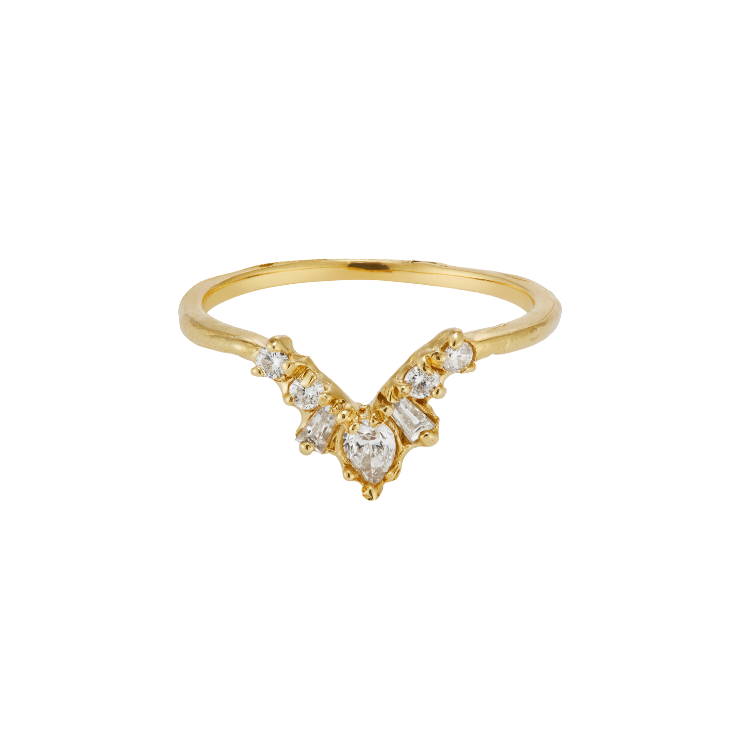 Ellis Mhairi Cameron - Gold ring with diamond accents on a white background