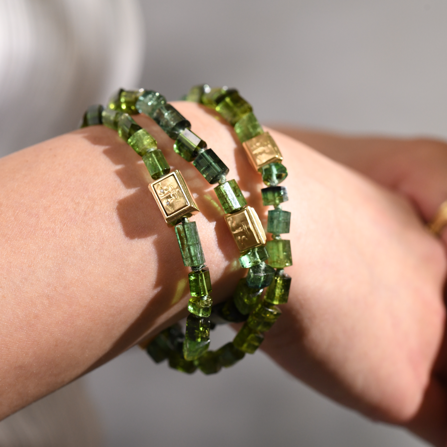 Green Tourmaline Brickface Necklace
