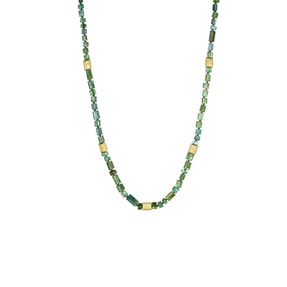 Green Tourmaline Brickface Necklace
