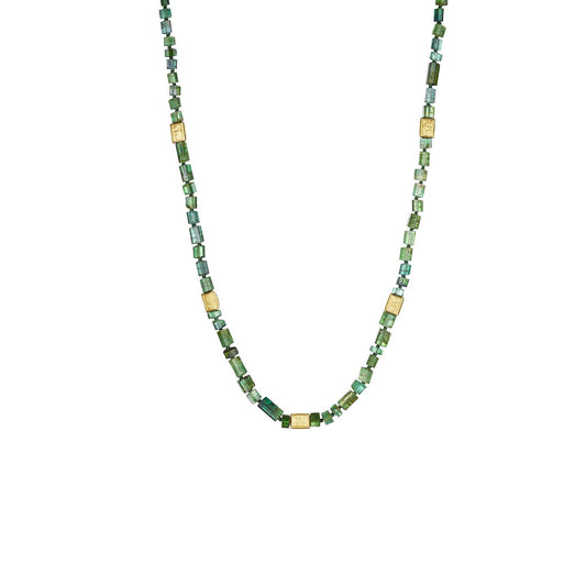 Green Tourmaline Brickface Necklace