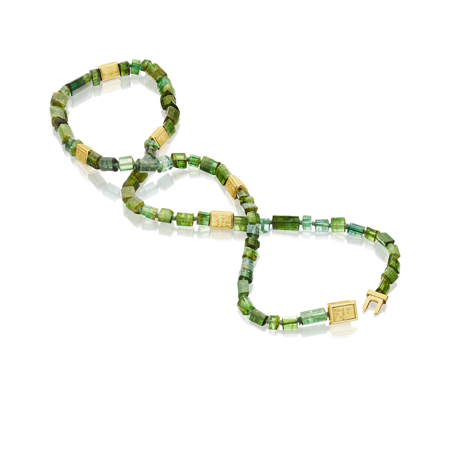 Green Tourmaline Brickface Necklace