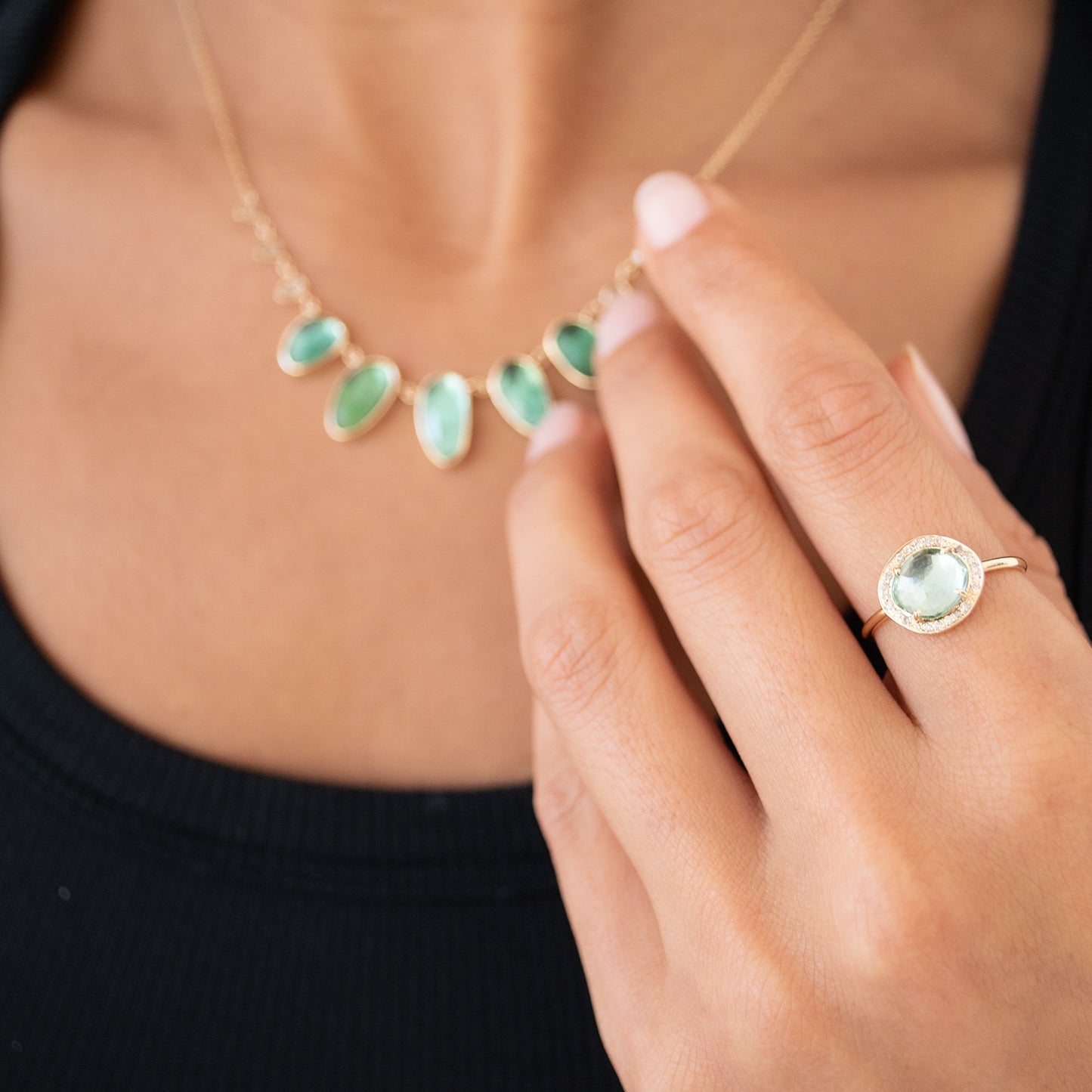 Seafoam Tourmaline Stella Ring