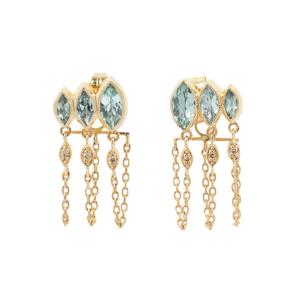 Green Marquise Tourmaline Chain Earrings