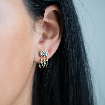 Green Marquise Tourmaline Chain Earrings