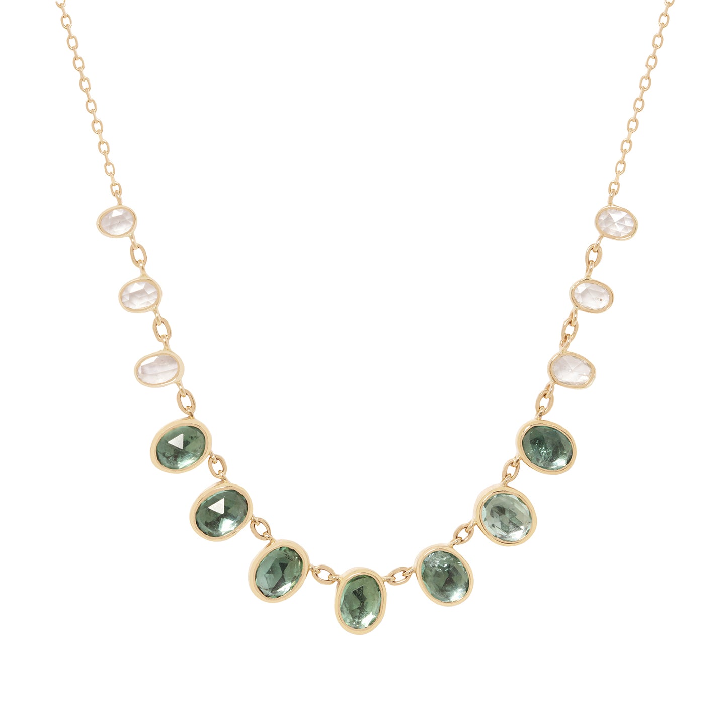 Multi Seafoam Green Tourmaline & Diamond Necklace