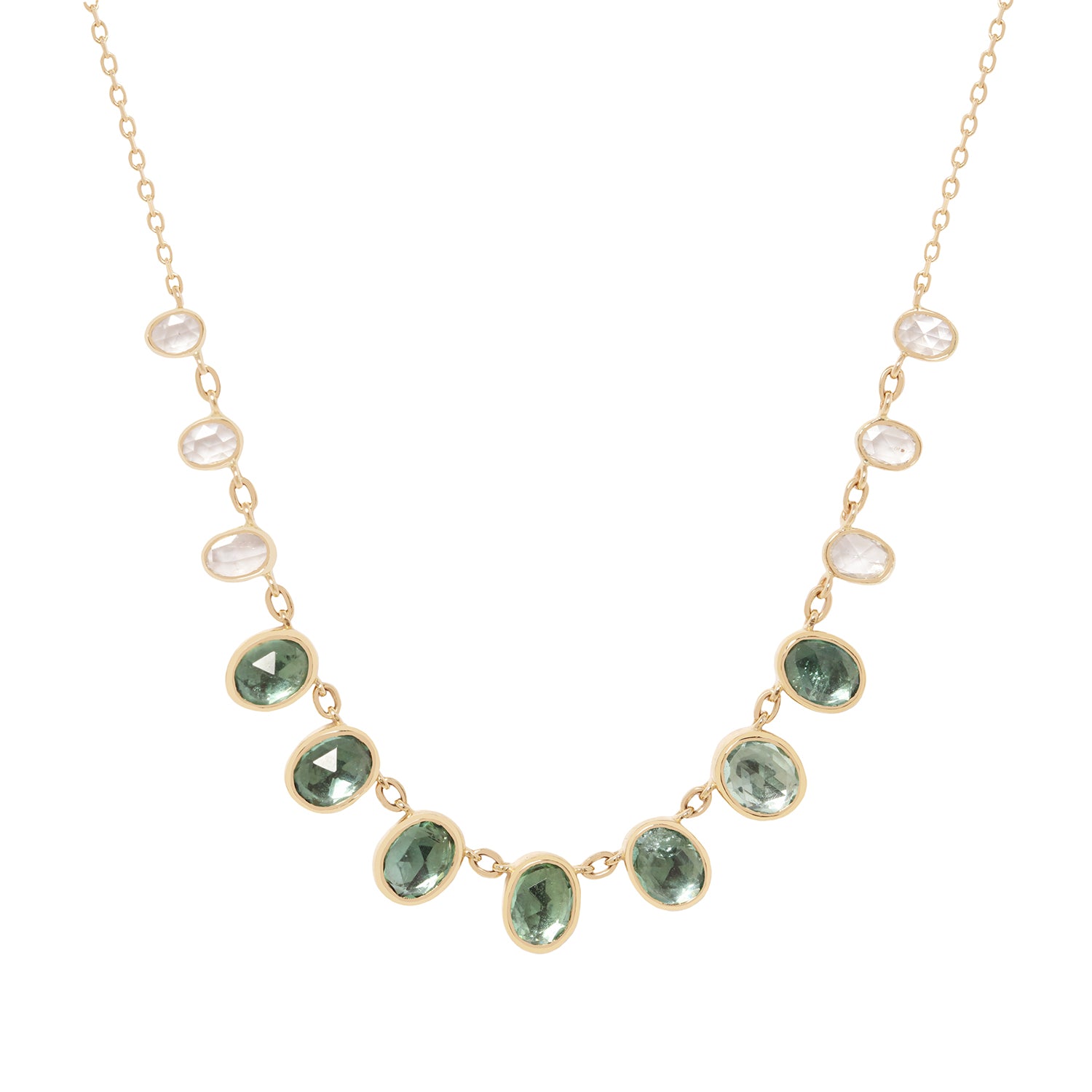 Multi Seafoam Green Tourmaline & Diamond Necklace