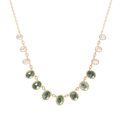 Multi Seafoam Green Tourmaline & Diamond Necklace