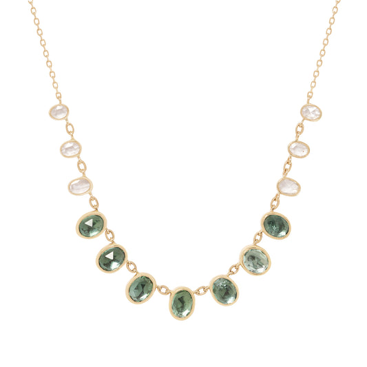 Multi Seafoam Green Tourmaline & Diamond Necklace