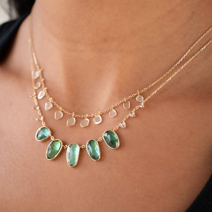 Multi Green Tourmaline & Diamond Necklace