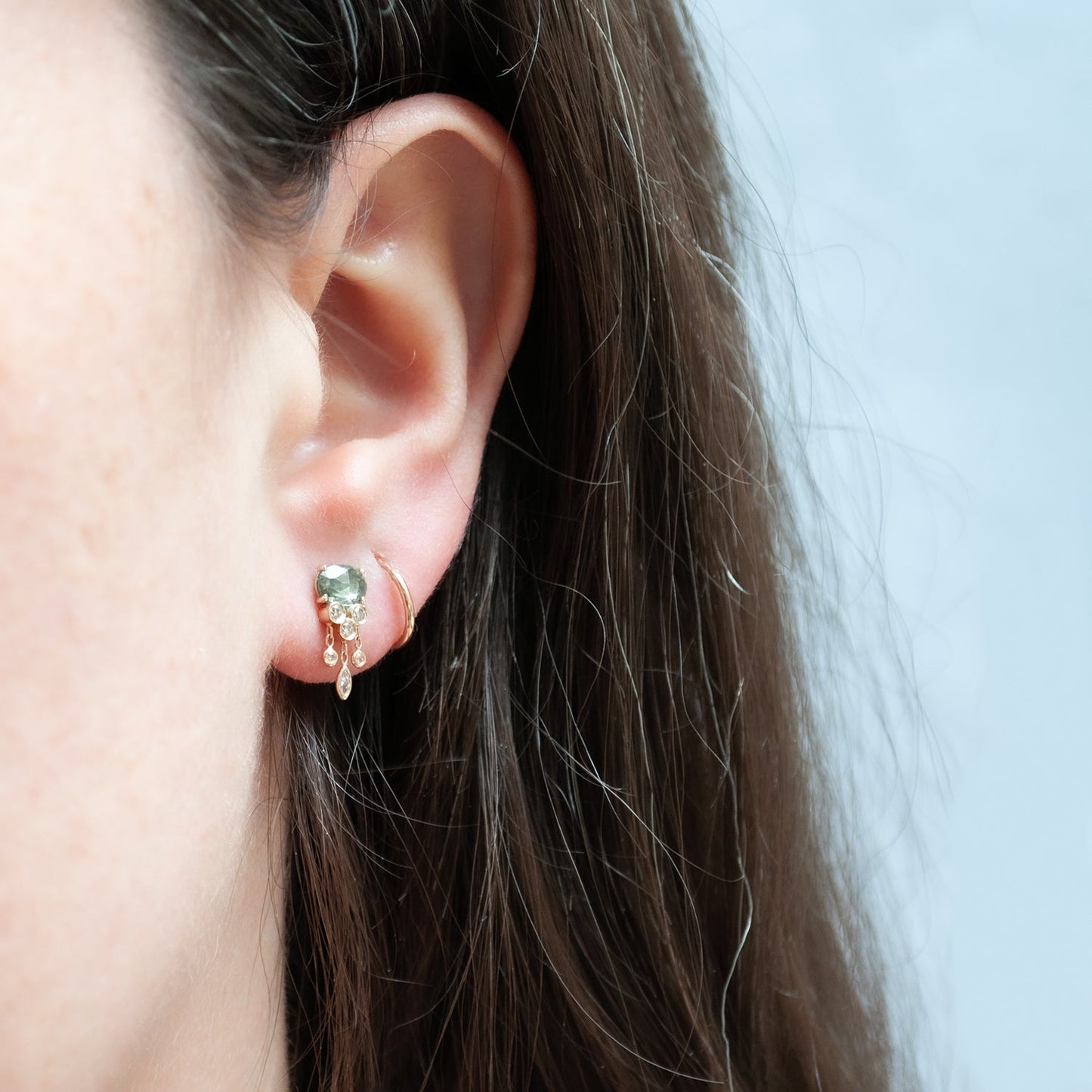 Green Sapphire & Diamond Jellyfish Earrings