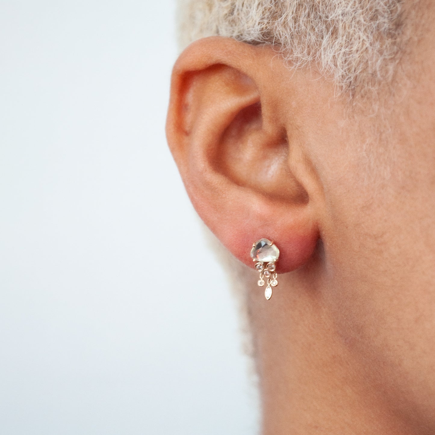 Light Green Sapphire & Diamond Jellyfish Earrings