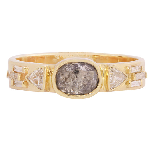 Gray Diamond Deco Totem Ring