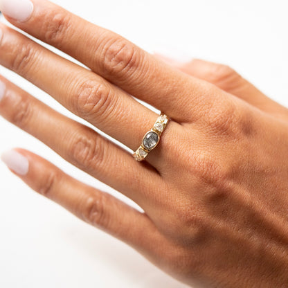 Gray Diamond Deco Totem Ring
