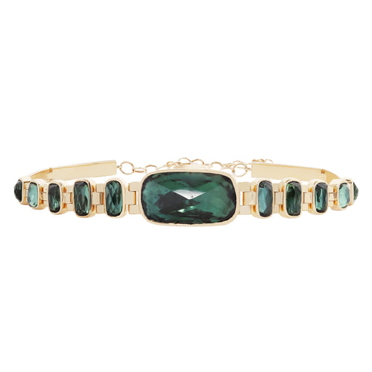 Dark Green Tourmaline Articulated Bracelet