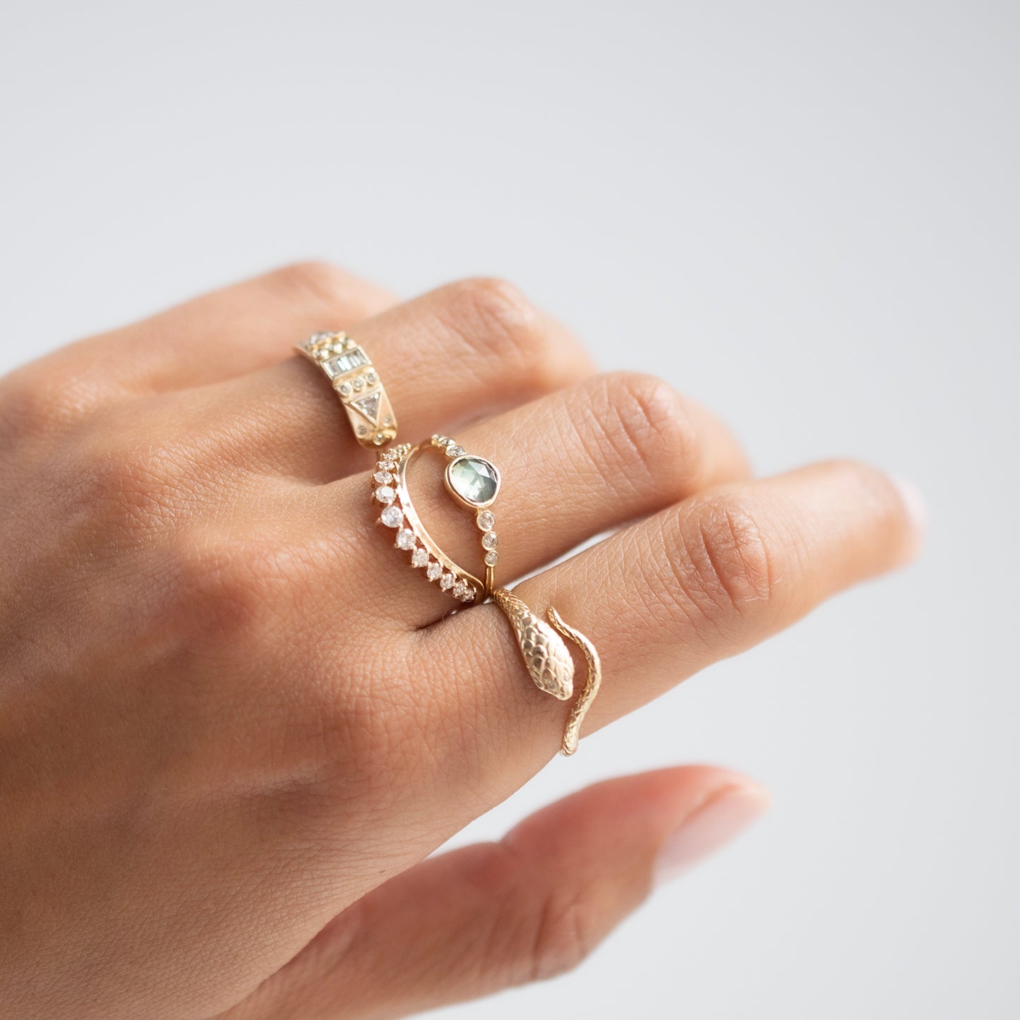 Cobra and Diamonds Ring