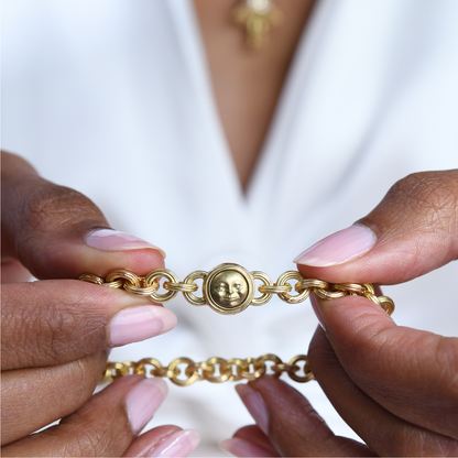 Fluted Wire Moon Chain Bracelet