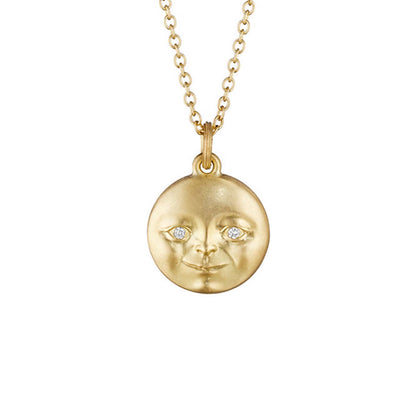 Medium Moonface Pendant with Diamonds