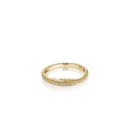 Cut Down Diamond Pavé Crescent Moonface Ring