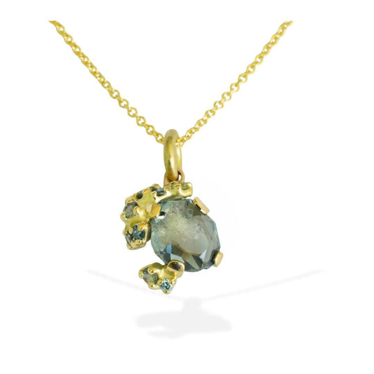 Rough Luxe Green Sapphire Tideworn Cluster Pendant