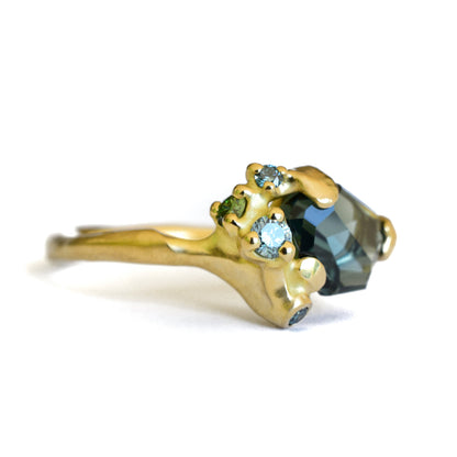 Amporphous Sapphire Cluster Ring