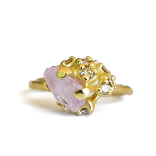 Pink Sapphire Rough Luxe Cluster Ring