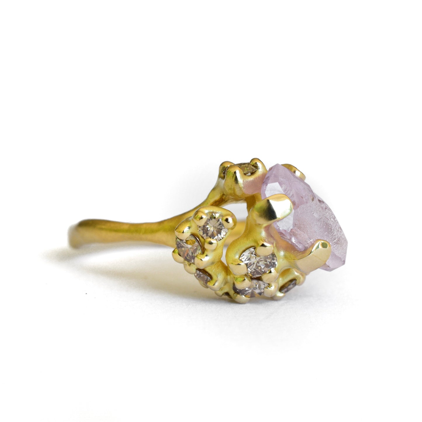 Pink Sapphire Rough Luxe Cluster Ring