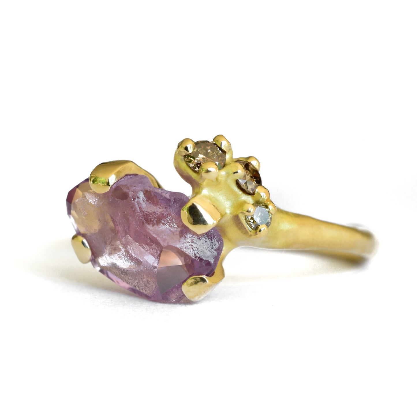 Soft Purple Sapphire Rough Luxe Cluster Ring