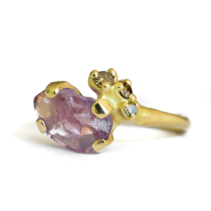 Soft Purple Sapphire Rough Luxe Cluster Ring