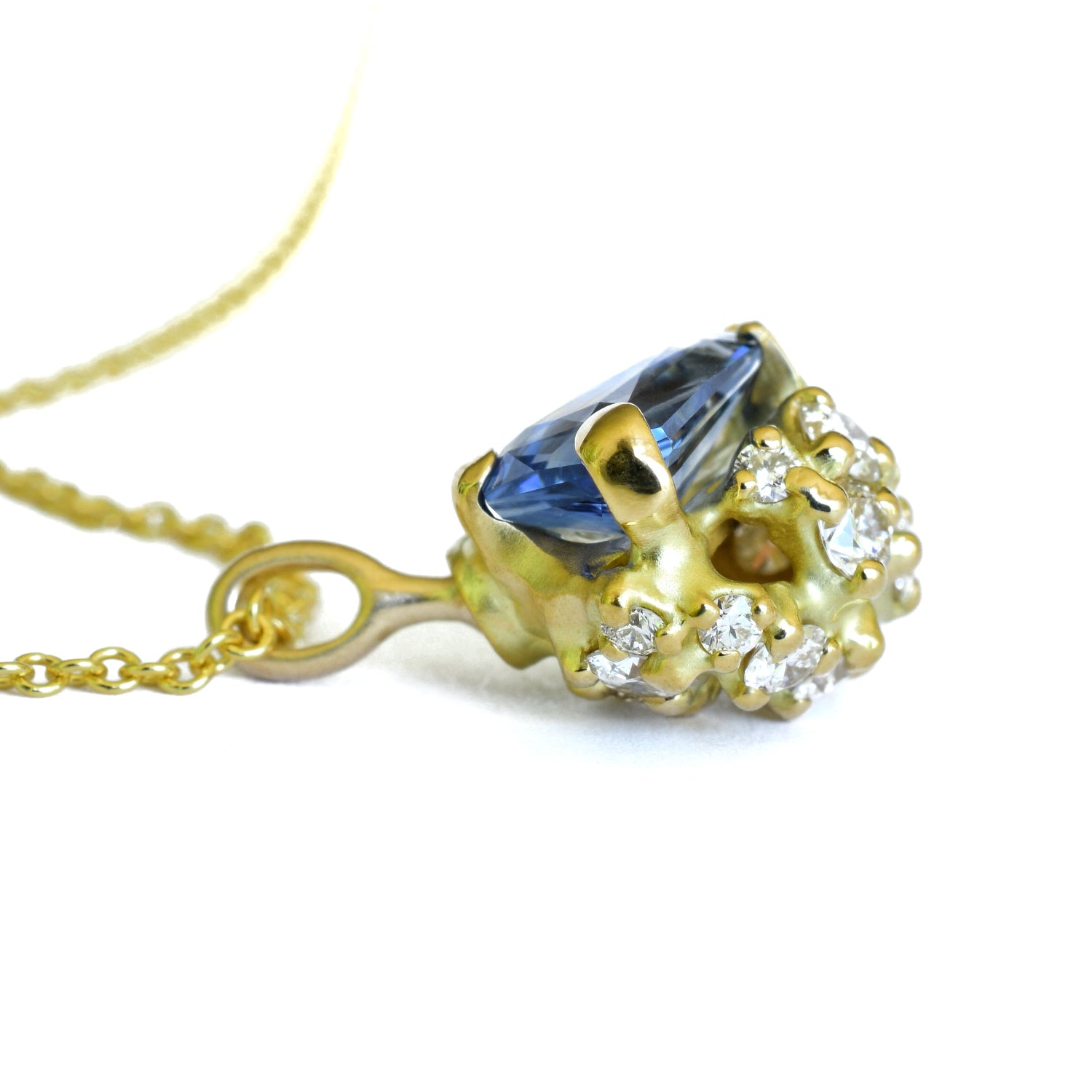 Blue Sapphire Tideworn Swivel Cluster Pendant