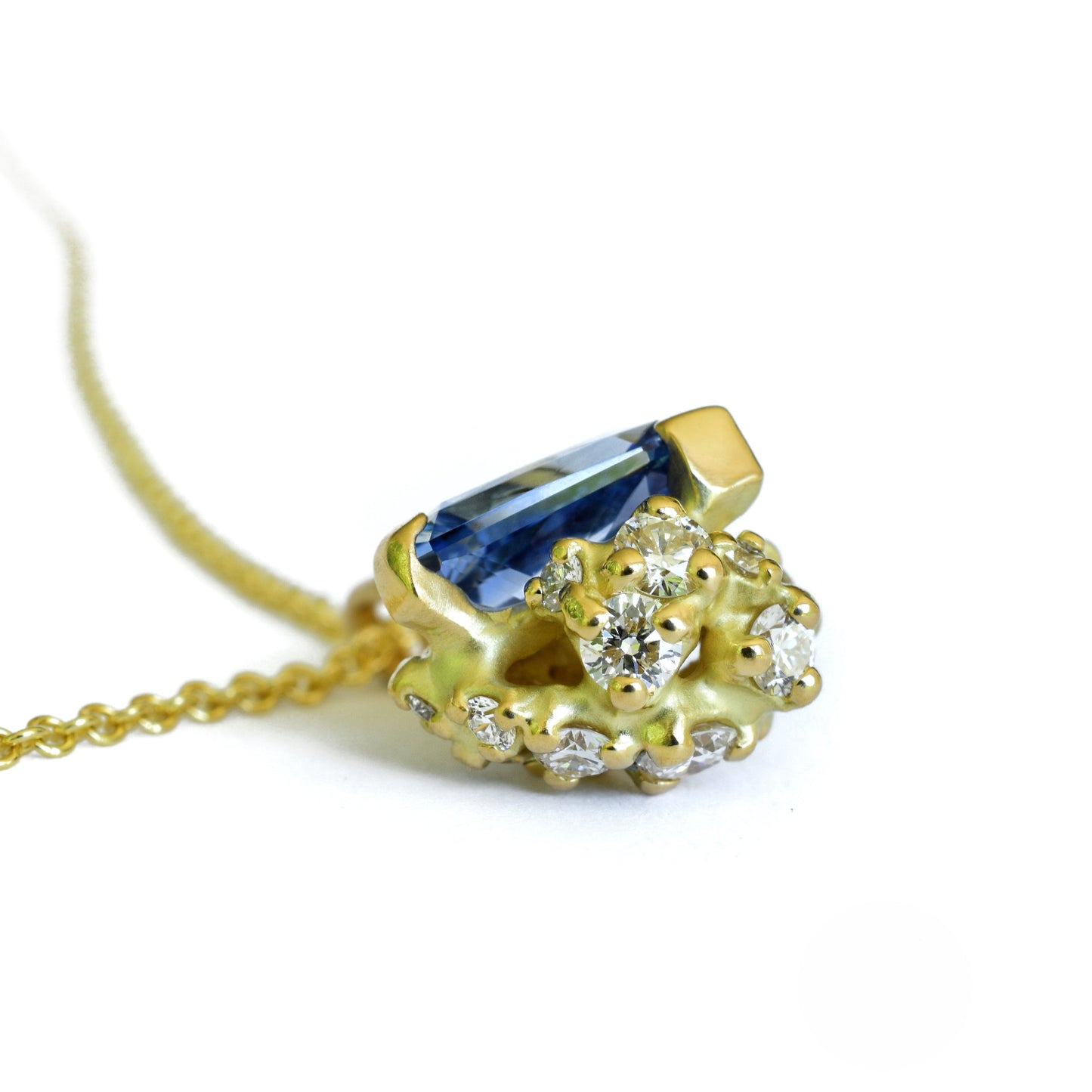 Blue Sapphire Tideworn Swivel Cluster Pendant