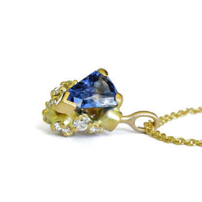 Blue Sapphire Tideworn Swivel Cluster Pendant