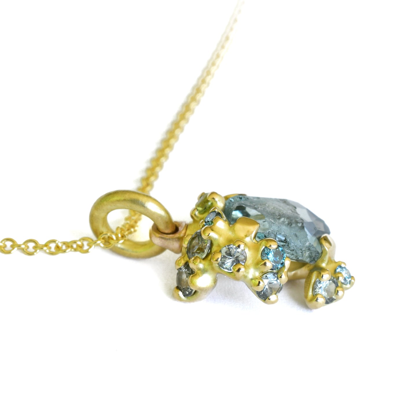 Rough Luxe Green Sapphire Tideworn Cluster Pendant