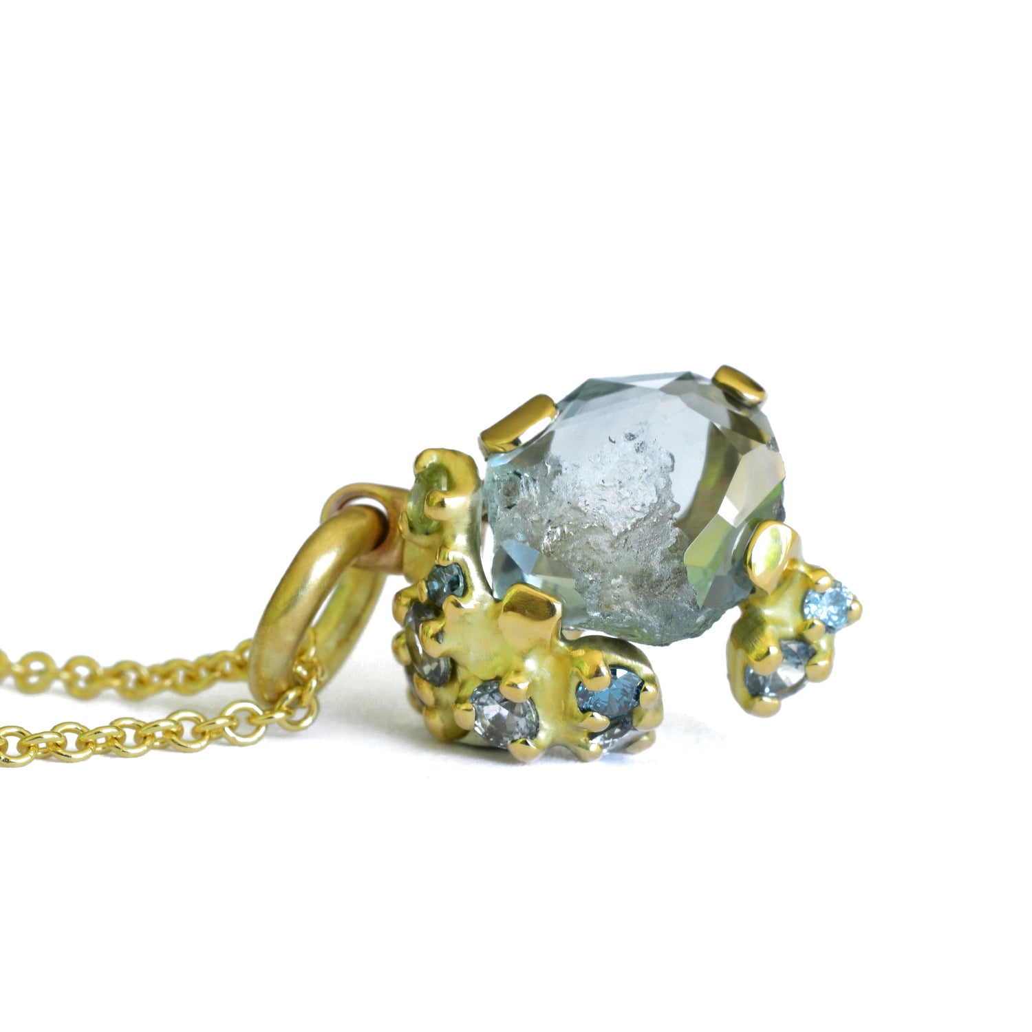 Rough Luxe Green Sapphire Tideworn Cluster Pendant