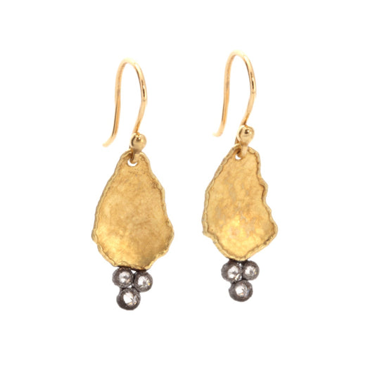 Hammered Gold & Diamond Earrings