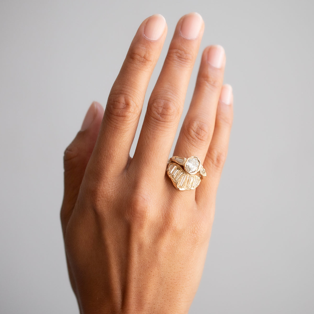 Armach Lemon Three Stone Diamond Organic Ring
