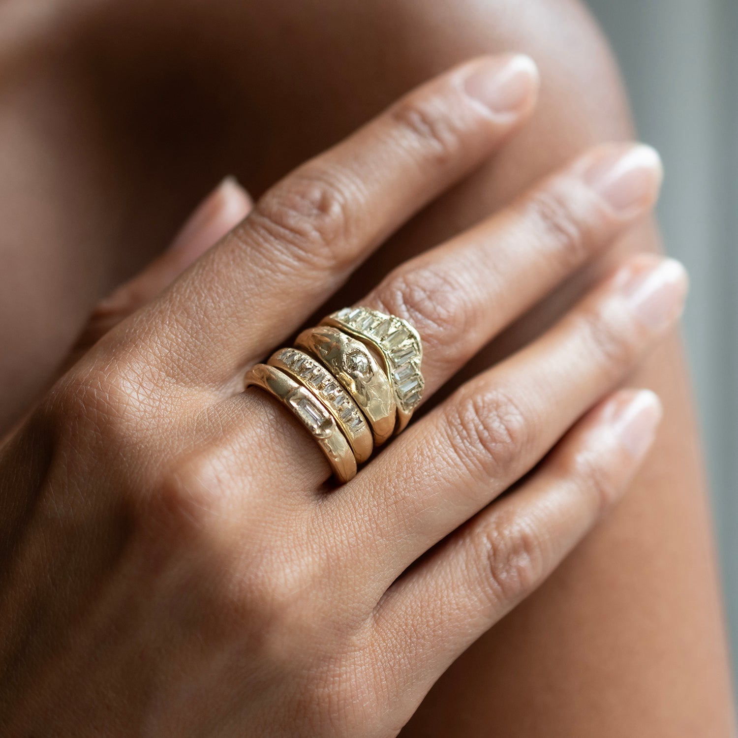 X Single Baguette Diamond Scatter Ring