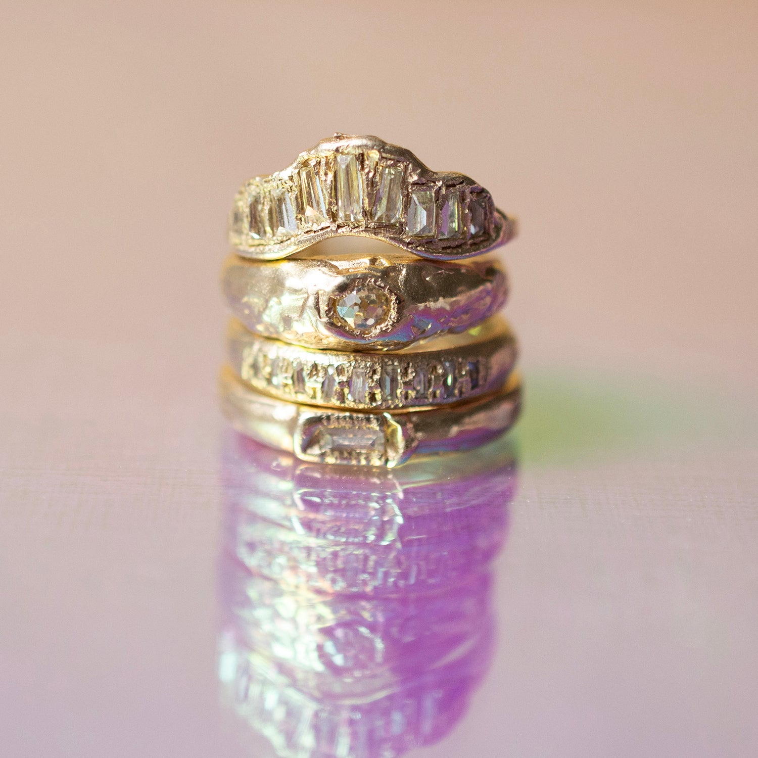 LX Lemon Diamond V Shape Scatter Ring