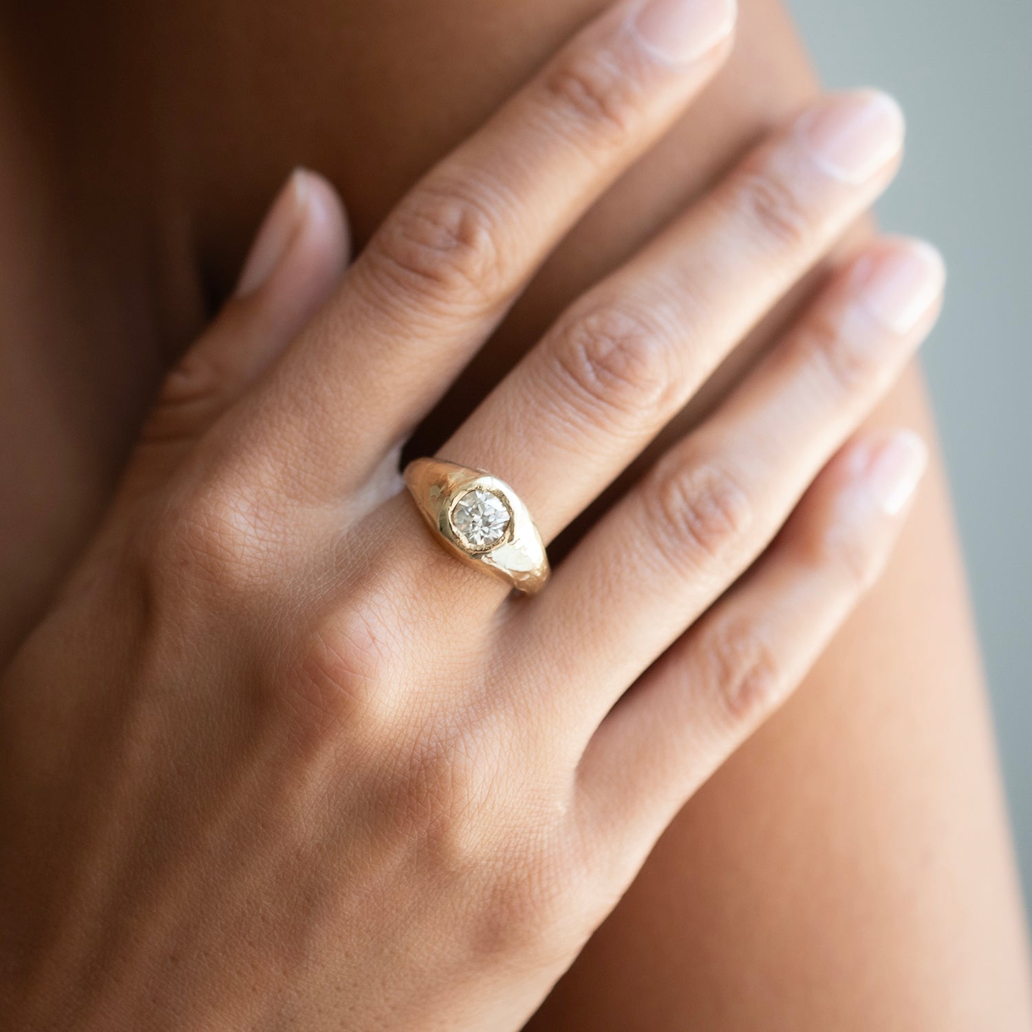 X 1ct Old Cut Diamond Signet Ring